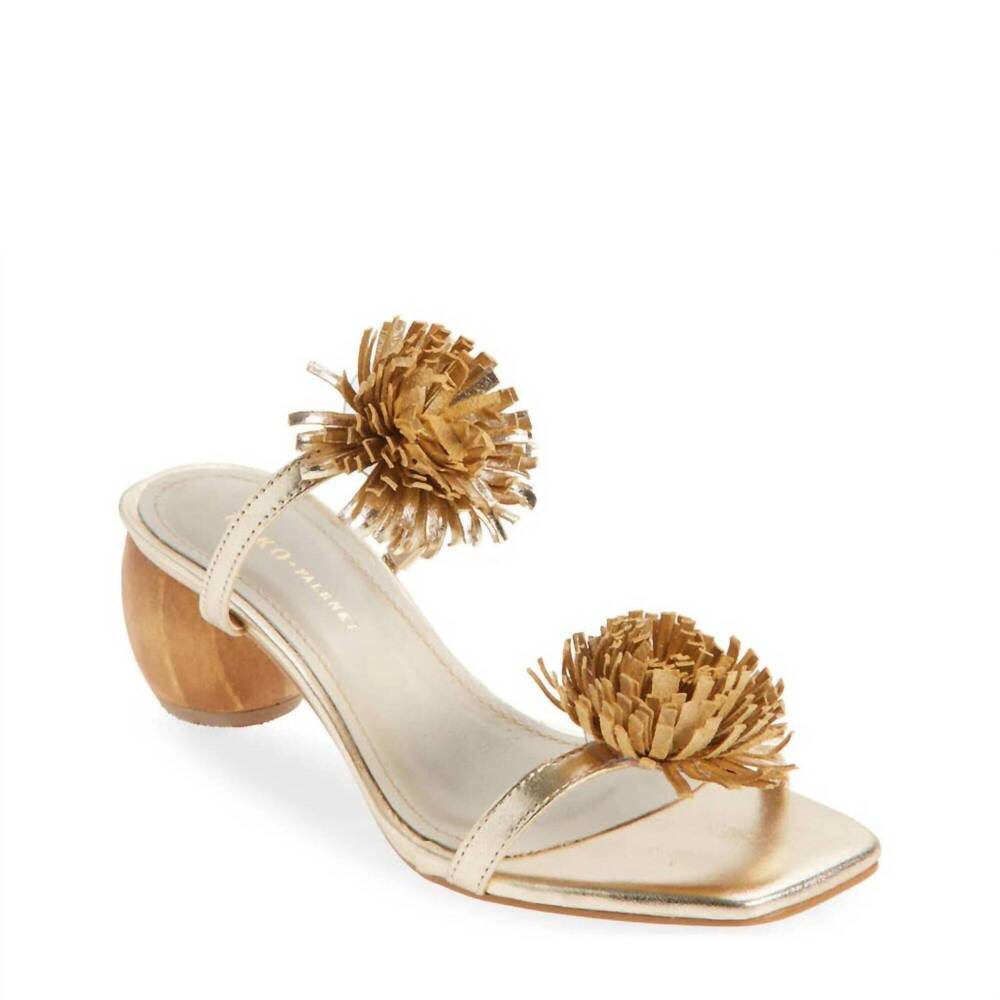 NEW KOKO + PALENKI women's aliza leather heel in gold metallic